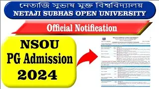 Netaji Subhas Open University PG Admission 2024 NSOU Distance PG Admission  MA,MSc,MCom MBA Mlis