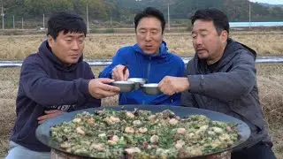 해물 가득~~ 솥뚜껑 해물부추전👍👍 #부추전 요리&먹방 Seafood and Leek Pancake,  haemul buchu jeon