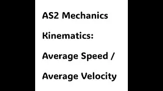 AS2 Mechanics. Kinematics: Average Speed and Average Velocity