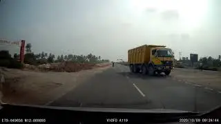 Truck on the wrong way of the Bangalore-Chennai highway (near Kanchipuram)- My Dash Cam footage
