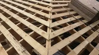 4х скатная крыша, обрешетка, труба, стойки, укосы, подготовка крыши под ОСП, 4 часть