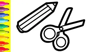 How to draw scissors and pencil for children&Bolalar uchun qaychi va qalamni qanday chizish kerak