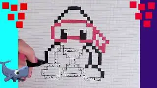 Pixel Art hecho a mano Como dibujar en papel cuadriculado paso a paso tortuga ninja