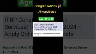 itbp recruitment 2024 | itbp constable kitchen service recruitment #itbp #itbp_official #itbpf