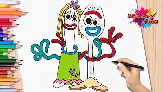 How to Draw and Color FORKY and KAREN from Toy Story 🍴🎨 Step by Step