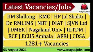 IIM | KMC| Dr. RMLIMS |NBT |DIAT |SJVN Ltd |DMER | IIITDM |RCF | ECHS | AFRI |CDSA |Recruitment 2021