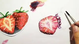 Рисуем клубничку 🍓 акварелью