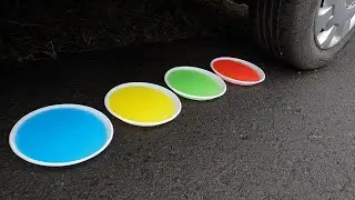 ЕКСПЕРИМЕНТ:   Crushing Crunchy & Soft Things by Car! Experiment Car vs Drinks in Dishes
