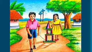 Rath yatra scenery drawing step by step/How to draw scenery of rath yatra