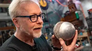 Adam Savage's Aluminum Foil Ball Cut In Half! (Ft. Waterjet Channel)
