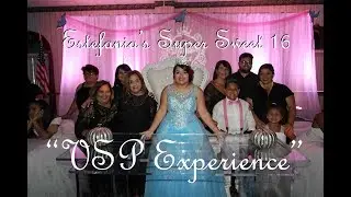 Estefania's Super Sweet 16. Step and Repeat Photobooth. Custom Monogram. LED Lighting. Geysers.