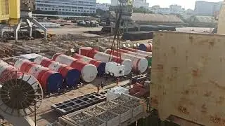 Cargo unloading from ship at HaiPhong seaport,Hai Phong,Vietnam.#vietnam #cargo #seaport #unloading
