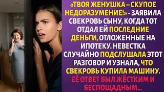 «ТВОЯ ЖЕНУШКА – СКУПОЕ НЕДОРАЗУМЕНИЕ!» – шептала СВЕКРОВЬ СЫНУ. Но НЕВЕСТКА уже ЗНАЛА ПРО ЕЁ МАШИНУ.