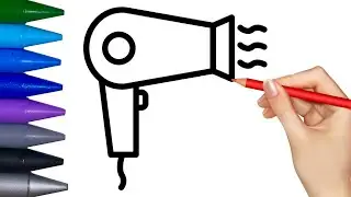 Bolalar uchun sochlarini fen bilan qanday chizish mumkin How to draw hair dryer for kids