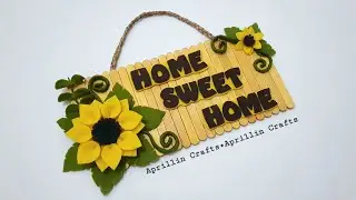 Hiasan dinding stik es krim bunga matahari flanel Home sweet home||Diy wall decor ideas felt flower