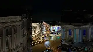 Невский проспект с крыши. Ночной Петербург.
