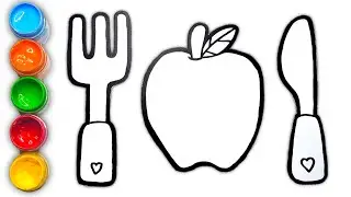 Drawing, painting, coloring food for children, toddlers | draw Apple easily