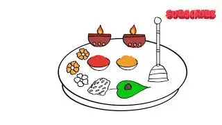 How to draw Pooja Thali || Festival Puja Thali drawing