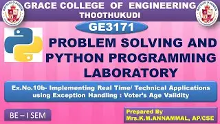 GRACE COE- GE3171- PROBLEM SOLVING AND PYTHON PROGRAMMING –Ex.No.10b -  Voter’s Age Validity