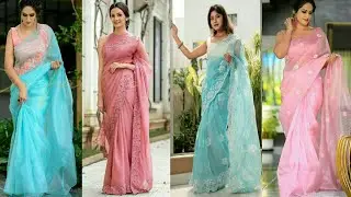 Beautiful organza saree design/stylish organza sarees ideas for women.