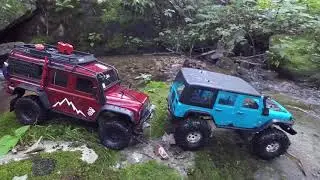 Proline Jeep Rubicon Trx4 on 2.2 vs Landrover Defender Trx4 on 1.9 @ Crabtree Falls