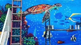 Pintura com Sprays /Fundo do Mar
