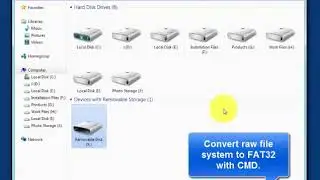 Convert raw file system to fat32 without data loss with CMD