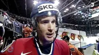 Roman Cervenka after 2nd period in a bronze medal game against Russia