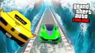 ЦУНАМИ ПАРКУР! ВОЛНЫ ЗАЛИВАЮТ ТРАССУ! (GTA 5 ONLINE ГОНКИ)