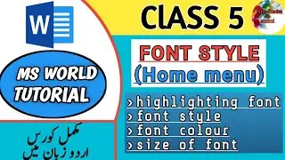 Ms word || font || colour of font_ Font style_ Font size || class #5