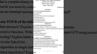 BCA-II Sem Data Structure Question Paper |B.Sc-II Sem Data Structure Question Paper #questionpaper