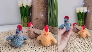 Amigurumi crochet chicken, plush yarn crochet chicken, crocheted chicken