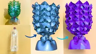 Making a beautiful flower vase just using plastic bottles @ plastic bottle crafts