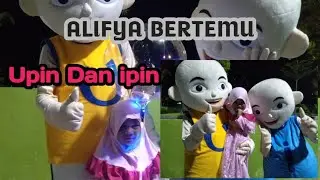 Alifya Bertemu Upin Dan ipin di taman Selong Lombok timur