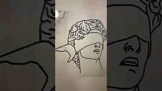 I taped my interpretation of Michelangelo's Statue of David on a wall