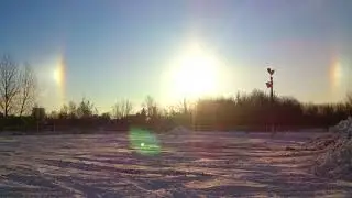 Солнечное гало (паргелий) в Москве или зимняя радуга в Подмосковье (Мытищи)