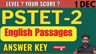 PSTET PAPER 2 ANSWER KEY 2024 || PSTET 2 ENGLISH ANSWER KEY PSTET 2 Exam Analysis | Electric English