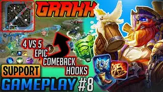 AOV | Arena of Valor | Grakk Support Full Gameplay |😎Epic Comeback Hooks | Build | Arcana | 2020