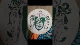 Slytherin Crest Cross Stitch Project #slytherin #harrypotter #crossstitch