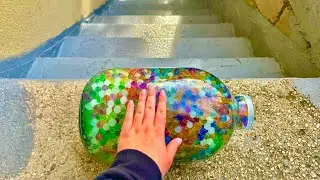 Breaking glass bottles 🙀🔥A Crushing Crunchy & Soft Things !🚧⚠️