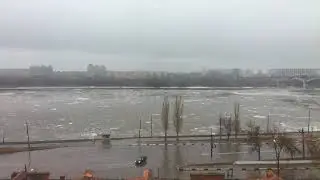 Ледоход 10 Марта.Ока впадает в Волгу Нижний Новгород