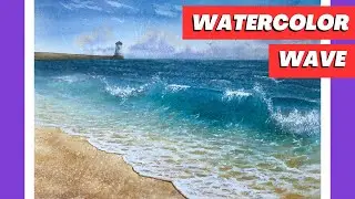 How to paint a Breaking wave with watercolor (using white gouache)