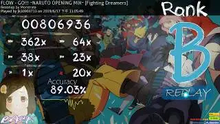 【Osu!】FLOW - GO!!! NARUTO OPENING MIX│5.65☆│Rank B│Keyboard Mouse│
