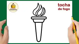 Como desenhar uma tocha de fogo fácil | Aprender a desenhar | Desenhos felizes