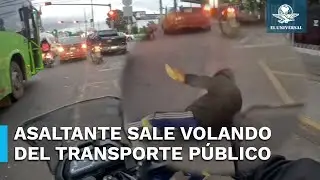 Hartos de ser asaltados, pasajeros avientan a presunto asaltante de camión en Iztapalapa