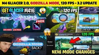M4 Glacier 2.0 😍 Bgmi 3.2 Update Godzilla Mode Back | Bgmi 120 fps supported devices