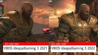 Ideapad Gaming 3 RTX 3060 2021 - Comparação de VBIOS - God Of War - Batalha contra Valquiria