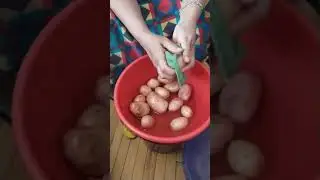 Салфетка для посуды, чистим молодой картофель