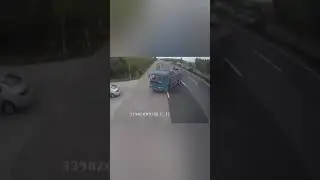 Car Crashes into Metal Beam Sticking Out on a Truck