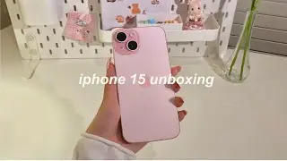 iphone 15 pink 512gb unboxing 🎀 accessories + aesthetic setup